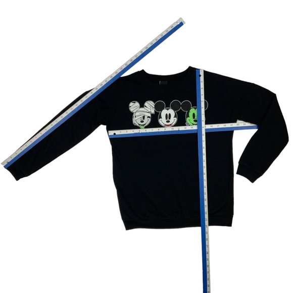 Disney Mickey Mouse Halloween Sweatshirt Juniors M Black Graphics Spooky Gothic - Picture 4 of 11